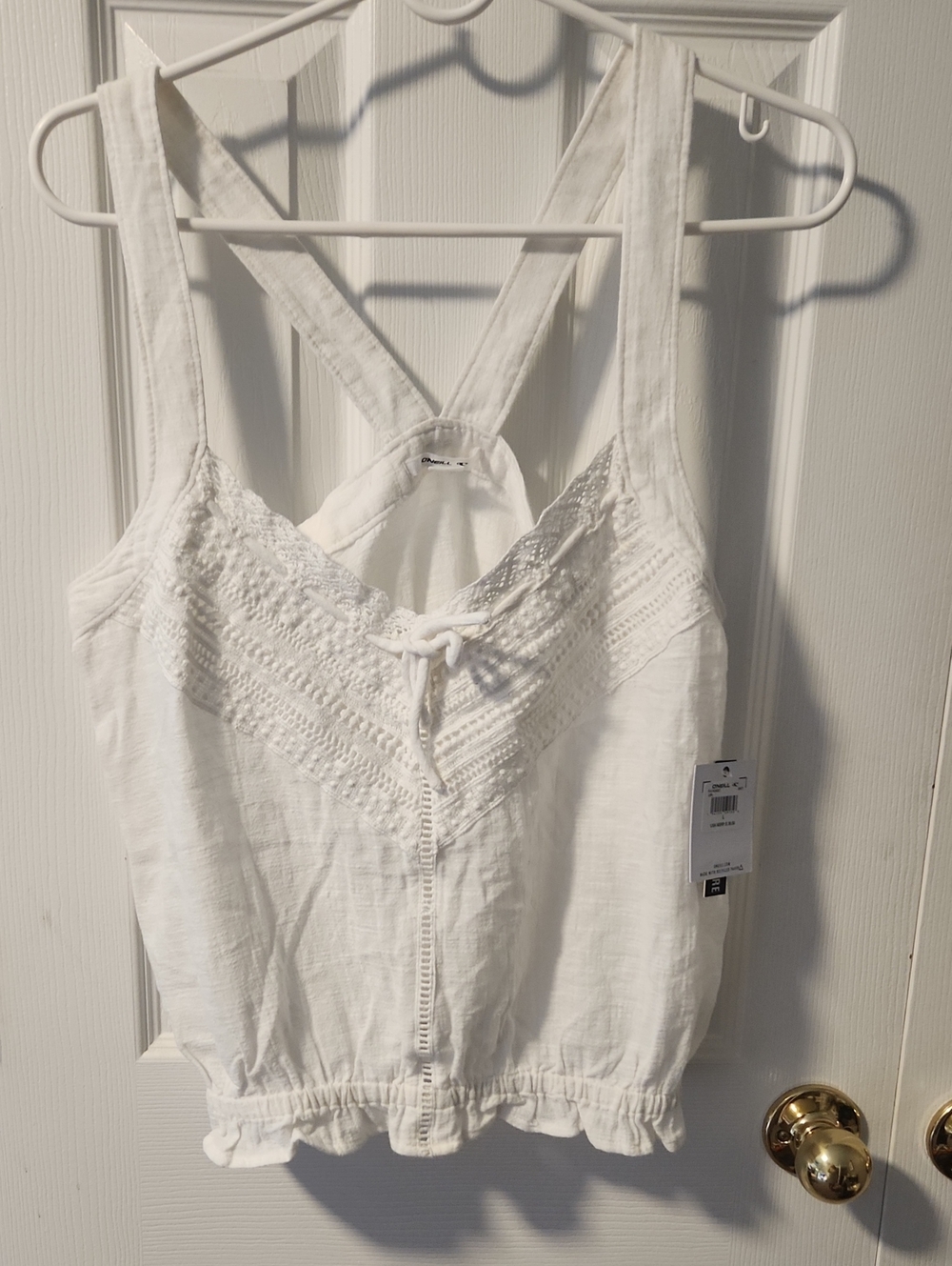 Women’s White Lace-Trim Tank Top